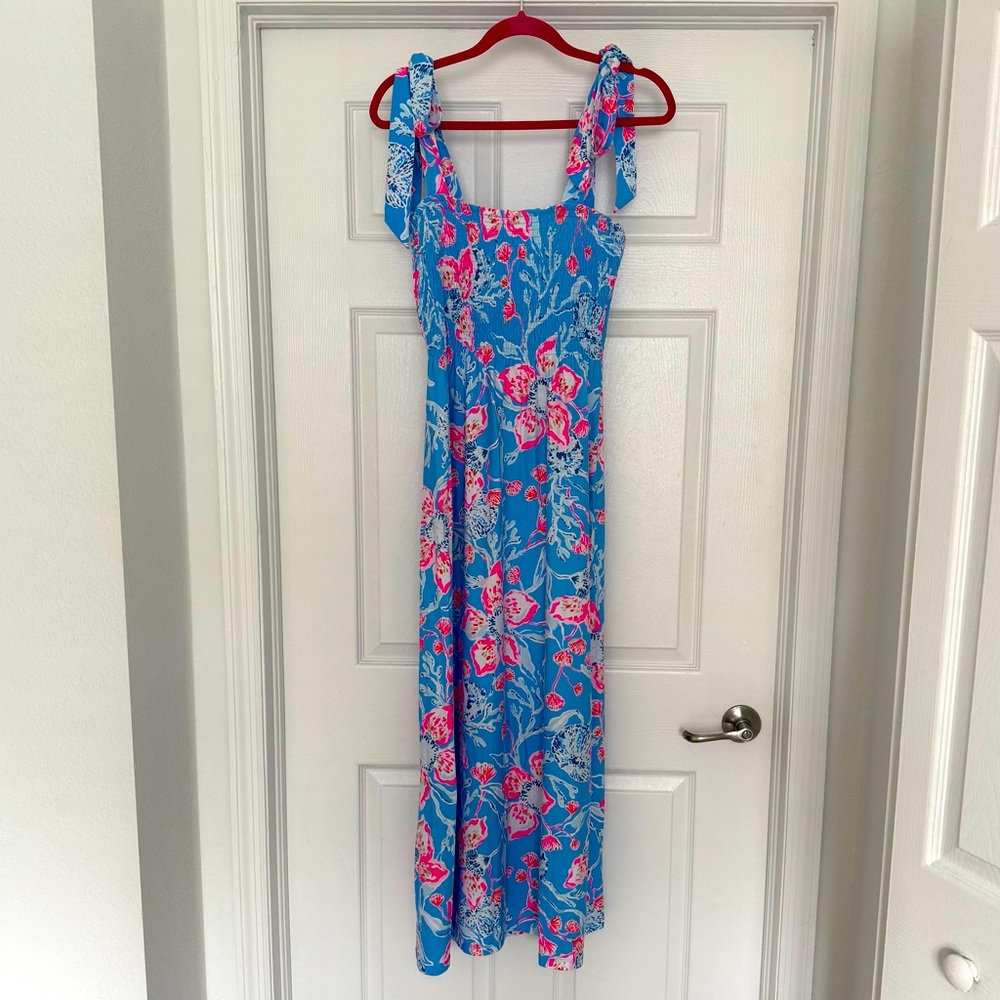 Lilly Pulitzer midi dress with tie sleeves